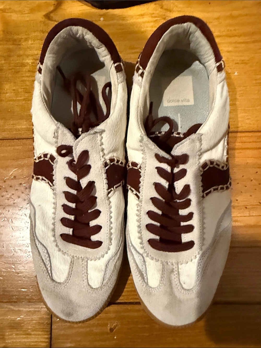 Dolce Vita White and Maroon Lace-Up women’s Sneakers